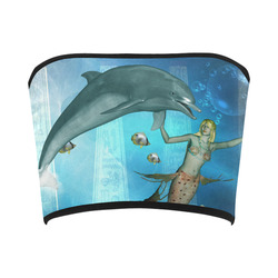 Underwater, dolphin with mermaid Bandeau Top