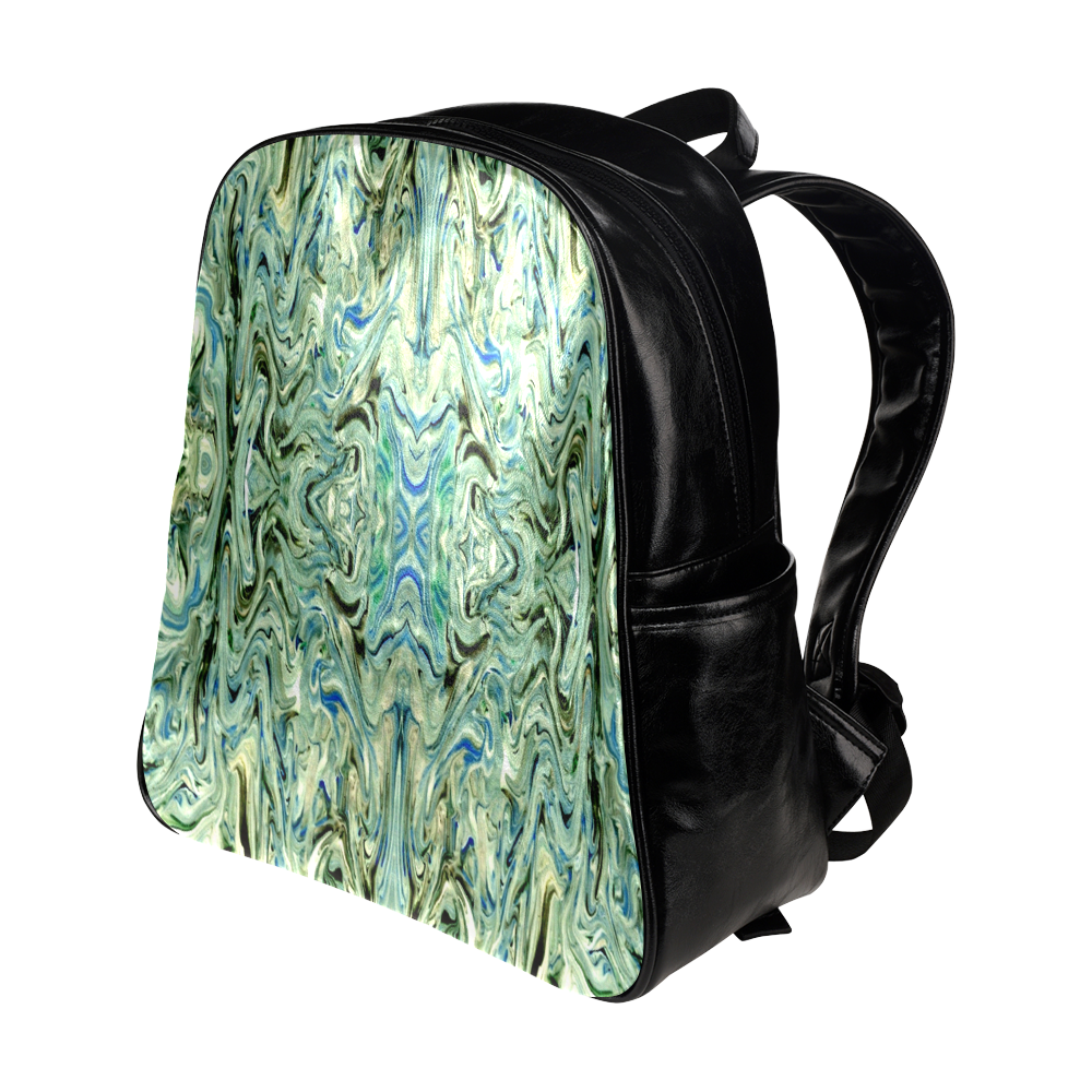 Beautiful Marbling Art Folklore Multi-Pockets Backpack (Model 1636)