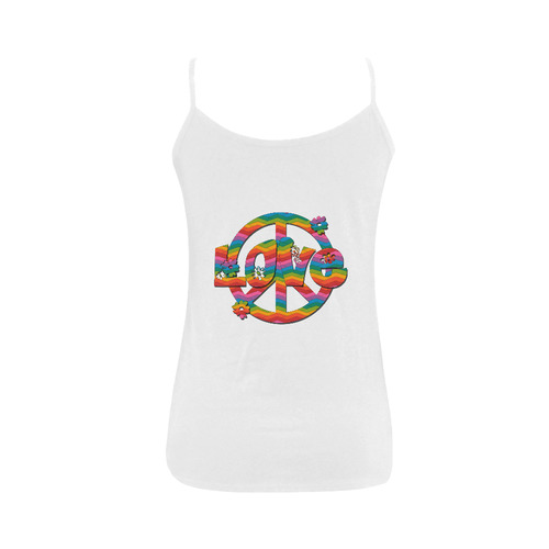 Colorful Love and Peace Women's Spaghetti Top (USA Size) (Model T34)