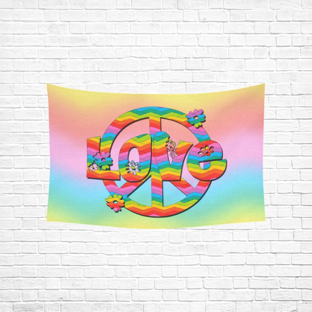 Colorful Love and Peace Background Cotton Linen Wall Tapestry 60"x 40"