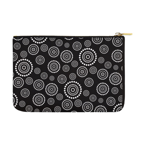 Dots Circle Flower Power Pattern white Carry-All Pouch 12.5''x8.5''