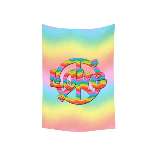 Colorful Love and Peace Background Cotton Linen Wall Tapestry 40"x 60"