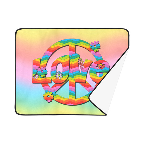 Colorful Love and Peace Background Beach Mat 78"x 60"