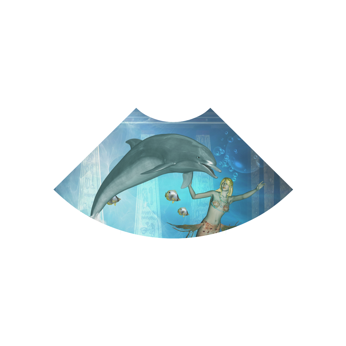 Underwater, dolphin with mermaid Atalanta Casual Sundress(Model D04)