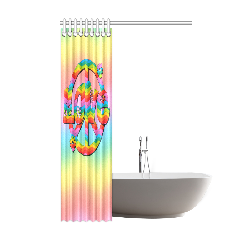 Colorful Love and Peace Background Shower Curtain 48"x72"