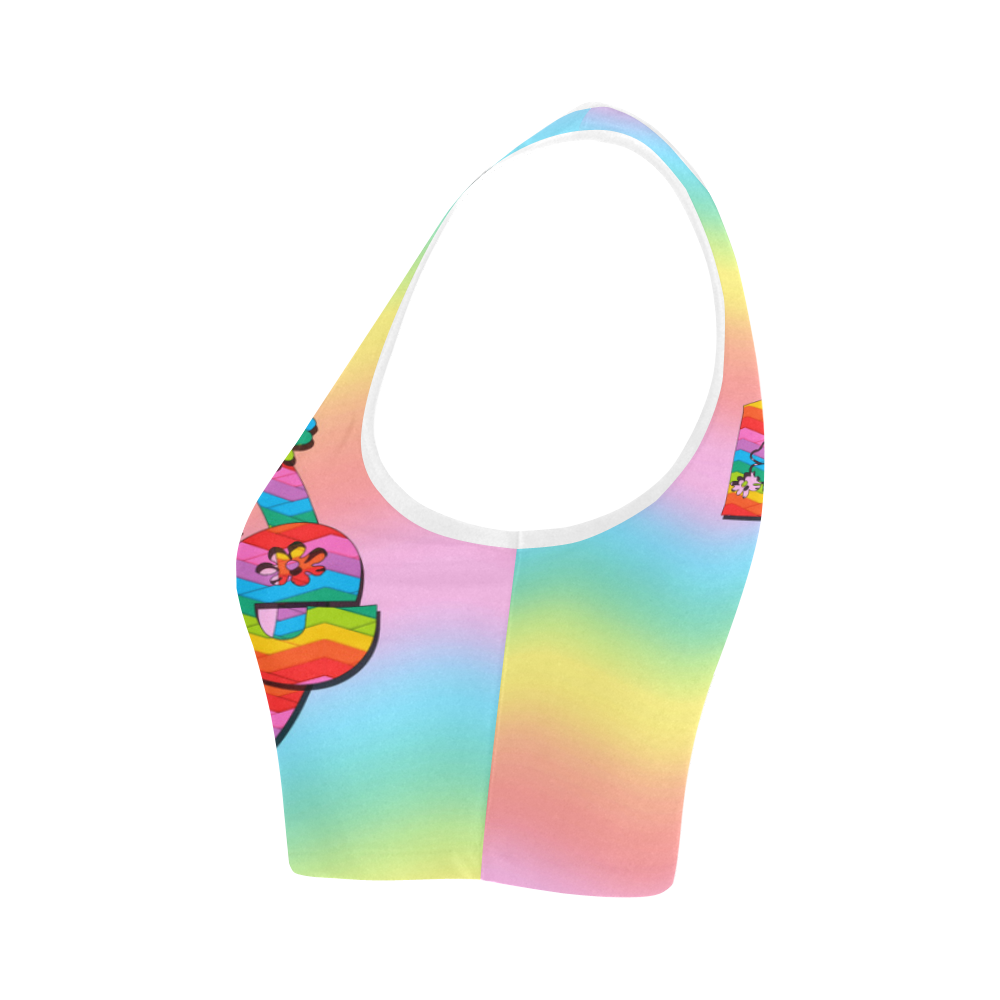 Colorful Love and Peace Background Women's Crop Top (Model T42)