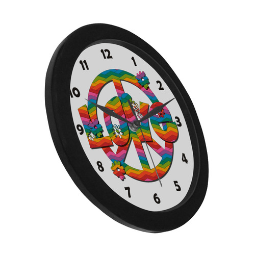 Colorful Love and Peace Circular Plastic Wall clock