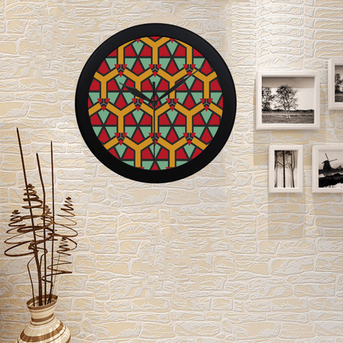 Honeycombs triangles and other shapes pattern Circular Plastic Wall clock