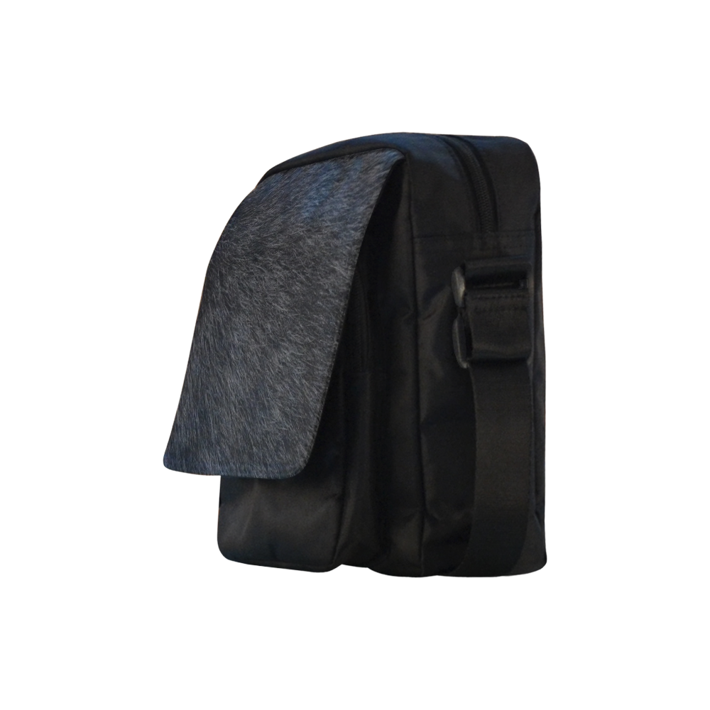 Black Fur Crossbody Nylon Bags (Model 1633)