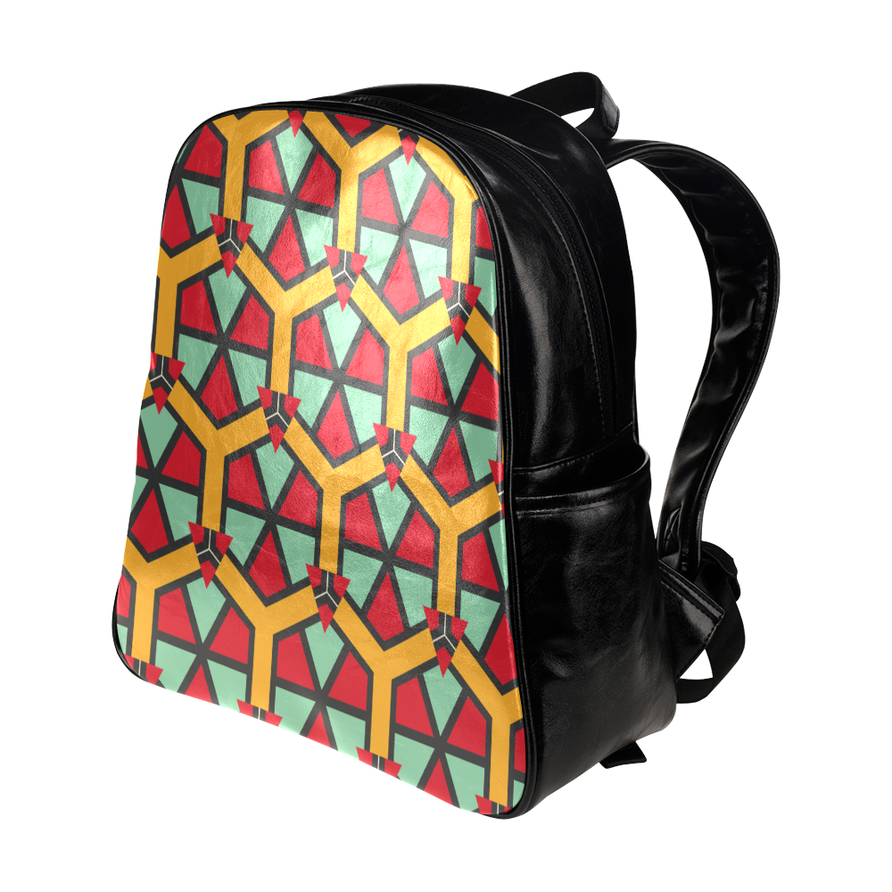 Honeycombs triangles and other shapes pattern Multi-Pockets Backpack (Model 1636)