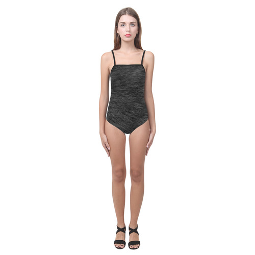 Black Fur Strap Swimsuit ( Model S05)