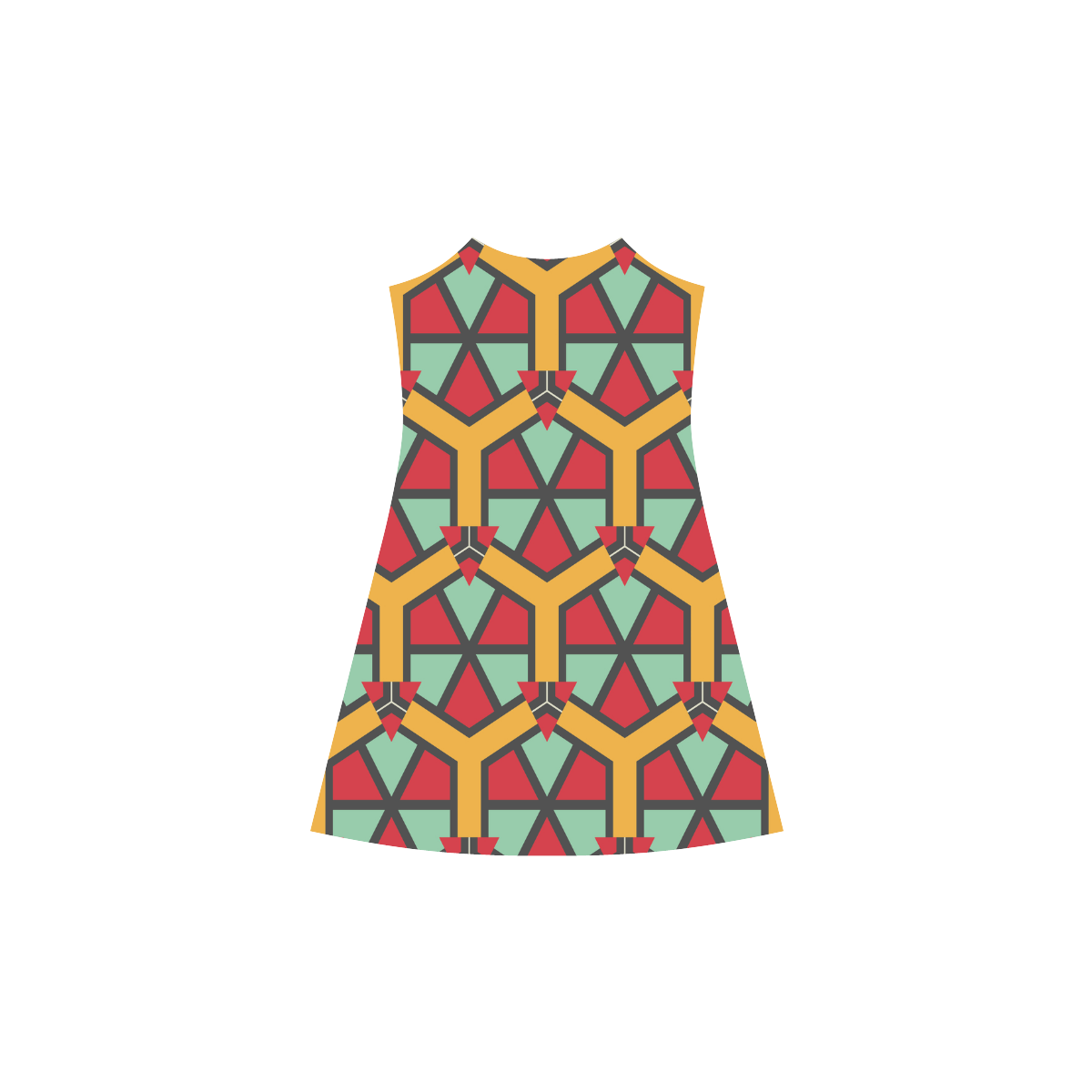 Honeycombs triangles and other shapes pattern Alcestis Slip Dress (Model D05)