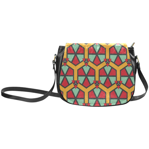Honeycombs triangles and other shapes pattern Classic Saddle Bag/Large (Model 1648)