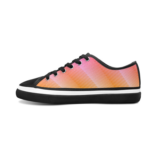Fancy Pink Zigzag Design Women's Canvas Zipper Shoes/Large Size (Model 001)