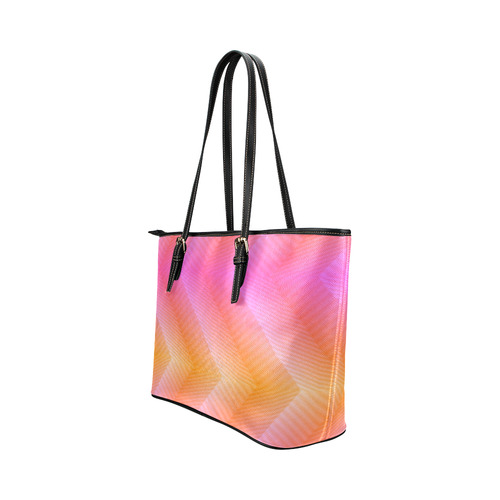 Fancy Pink Zigzag Design Leather Tote Bag/Small (Model 1651)