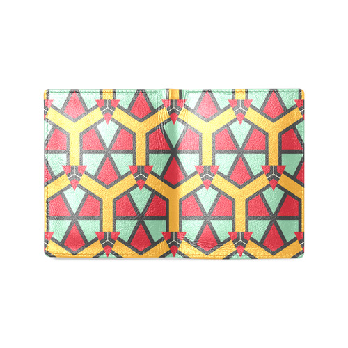 Honeycombs triangles and other shapes pattern Men's Leather Wallet (Model 1612)