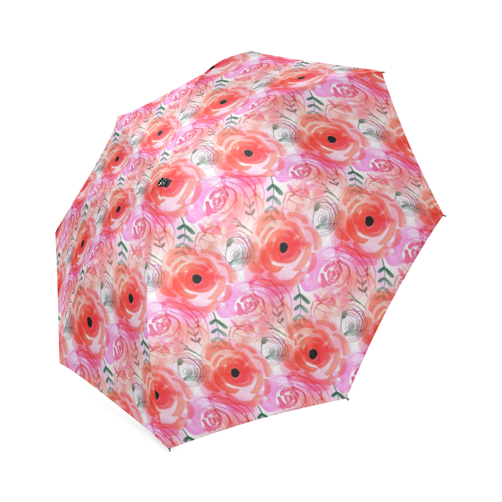 vibrant flower watercolor Foldable Umbrella (Model U01)