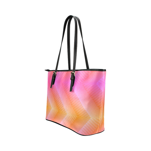Fancy Pink Zigzag Design Leather Tote Bag/Large (Model 1651)
