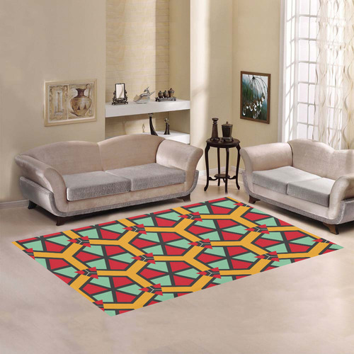 Honeycombs triangles and other shapes pattern Area Rug7'x5'