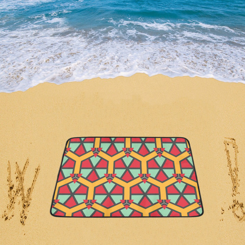 Honeycombs triangles and other shapes pattern Beach Mat 78"x 60"