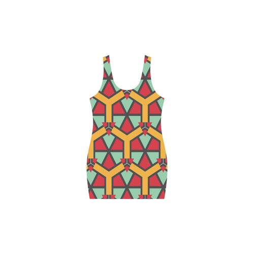 Honeycombs triangles and other shapes pattern Medea Vest Dress (Model D06)