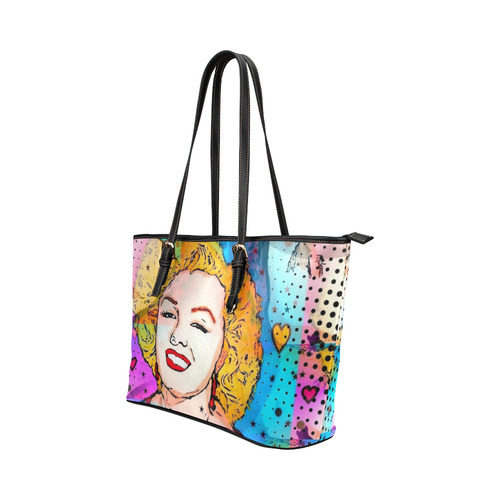 Pretty Icon by Nico Bielow Leather Tote Bag/Large (Model 1651)