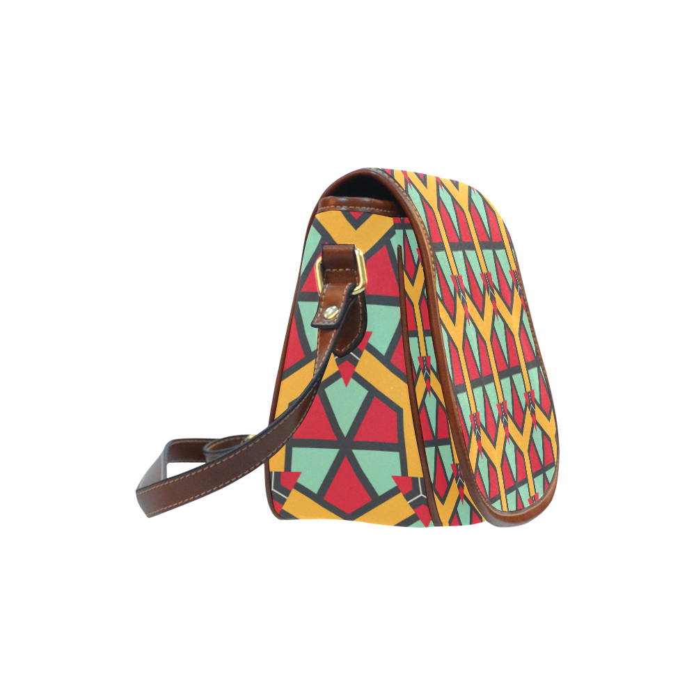 Honeycombs triangles and other shapes pattern Saddle Bag/Large (Model 1649)