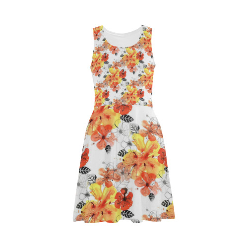 Floral hand painted watercolor Atalanta Sundress (Model D04)