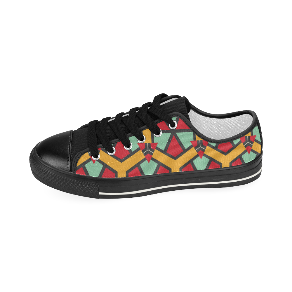 Honeycombs triangles and other shapes pattern Women's Classic Canvas Shoes (Model 018)