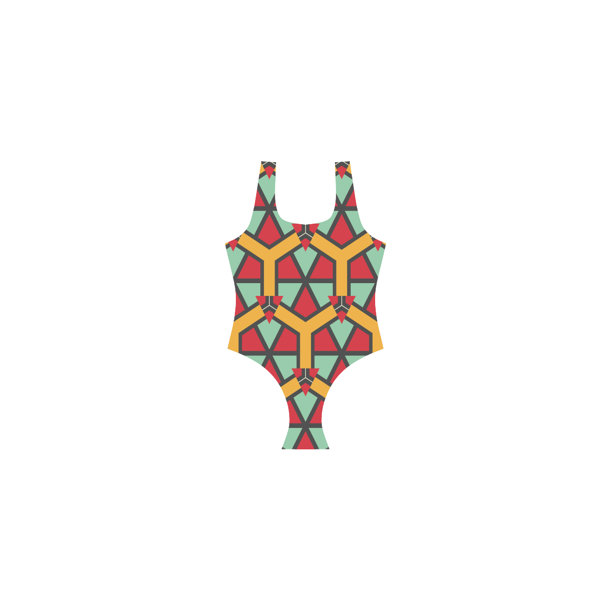 Honeycombs triangles and other shapes pattern Vest One Piece Swimsuit (Model S04)