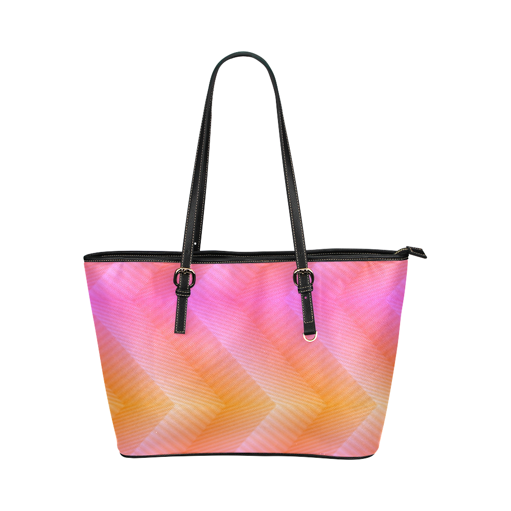 Fancy Pink Zigzag Design Leather Tote Bag/Small (Model 1651)