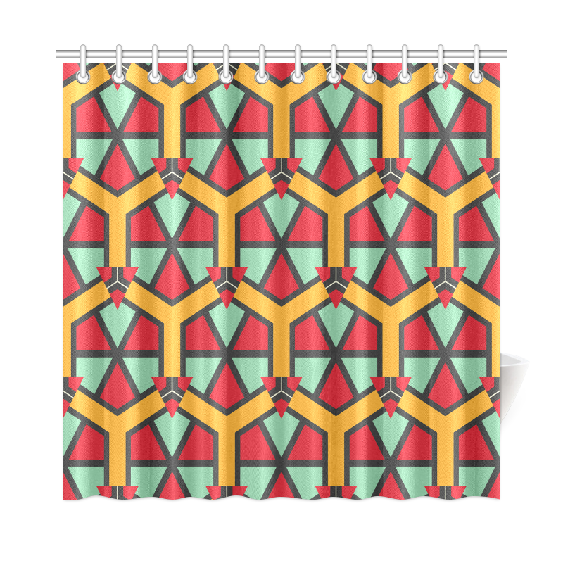Honeycombs triangles and other shapes pattern Shower Curtain 72"x72"