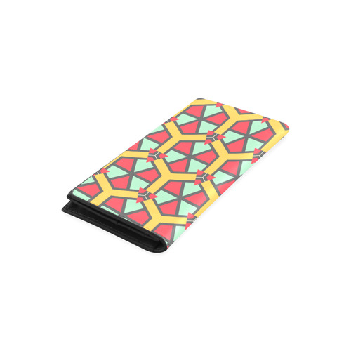Honeycombs triangles and other shapes pattern Women's Leather Wallet (Model 1611)