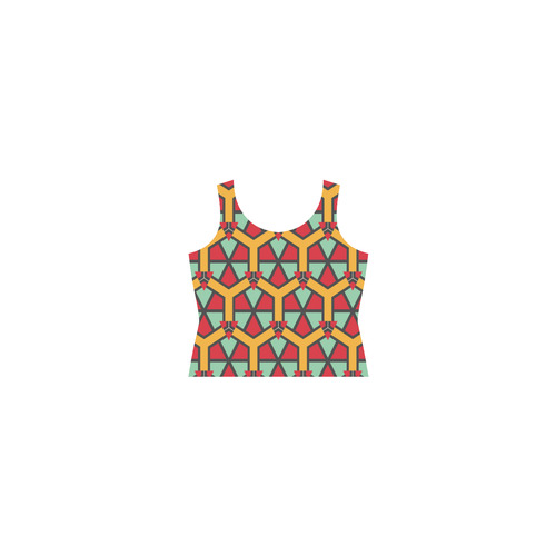 Honeycombs triangles and other shapes pattern Sleeveless Splicing Shift Dress(Model D17)