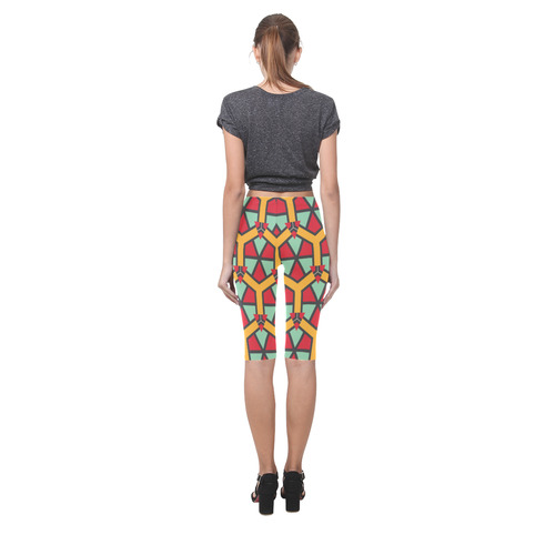 Honeycombs triangles and other shapes pattern Hestia Cropped Leggings (Model L03)