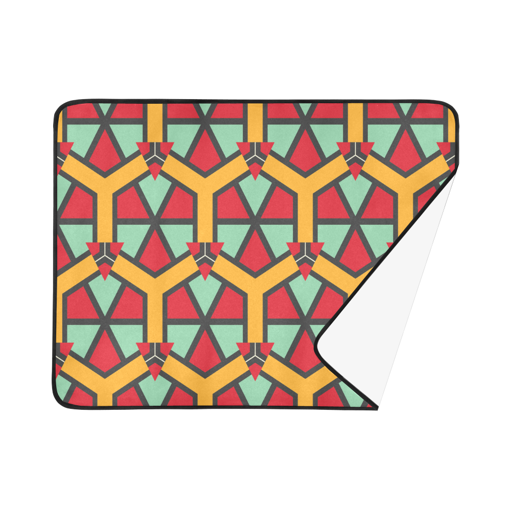 Honeycombs triangles and other shapes pattern Beach Mat 78"x 60"