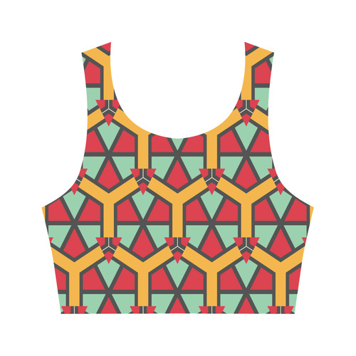 Honeycombs triangles and other shapes pattern Women's Crop Top (Model T42)