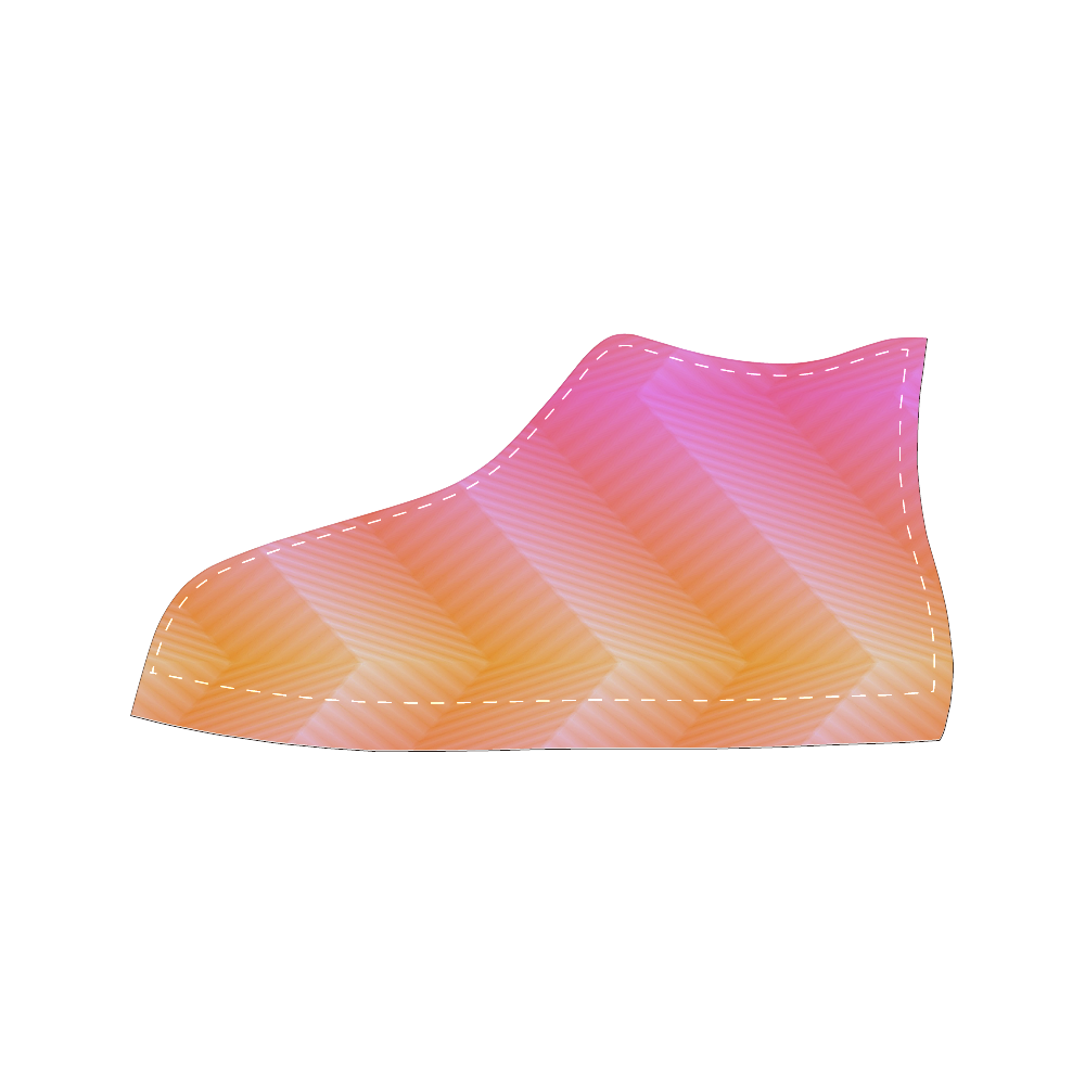 Fancy Pink Zigzag Design High Top Canvas Women's Shoes/Large Size (Model 017)