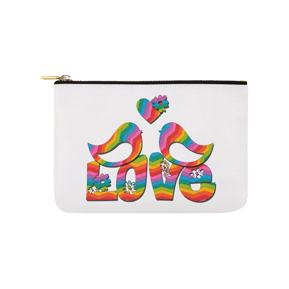 Love Birds with a Heart Carry-All Pouch 9.5''x6''