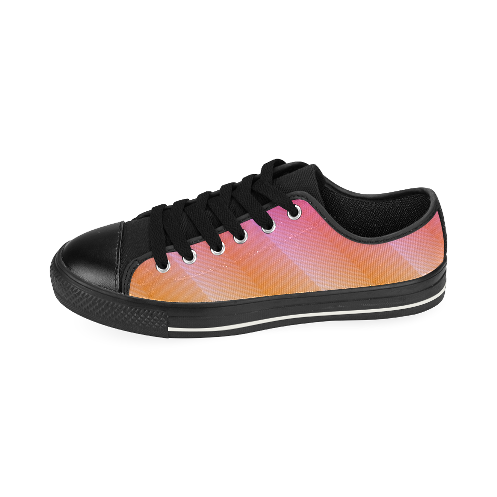 Fancy Pink Zigzag Design Canvas Women's Shoes/Large Size (Model 018)
