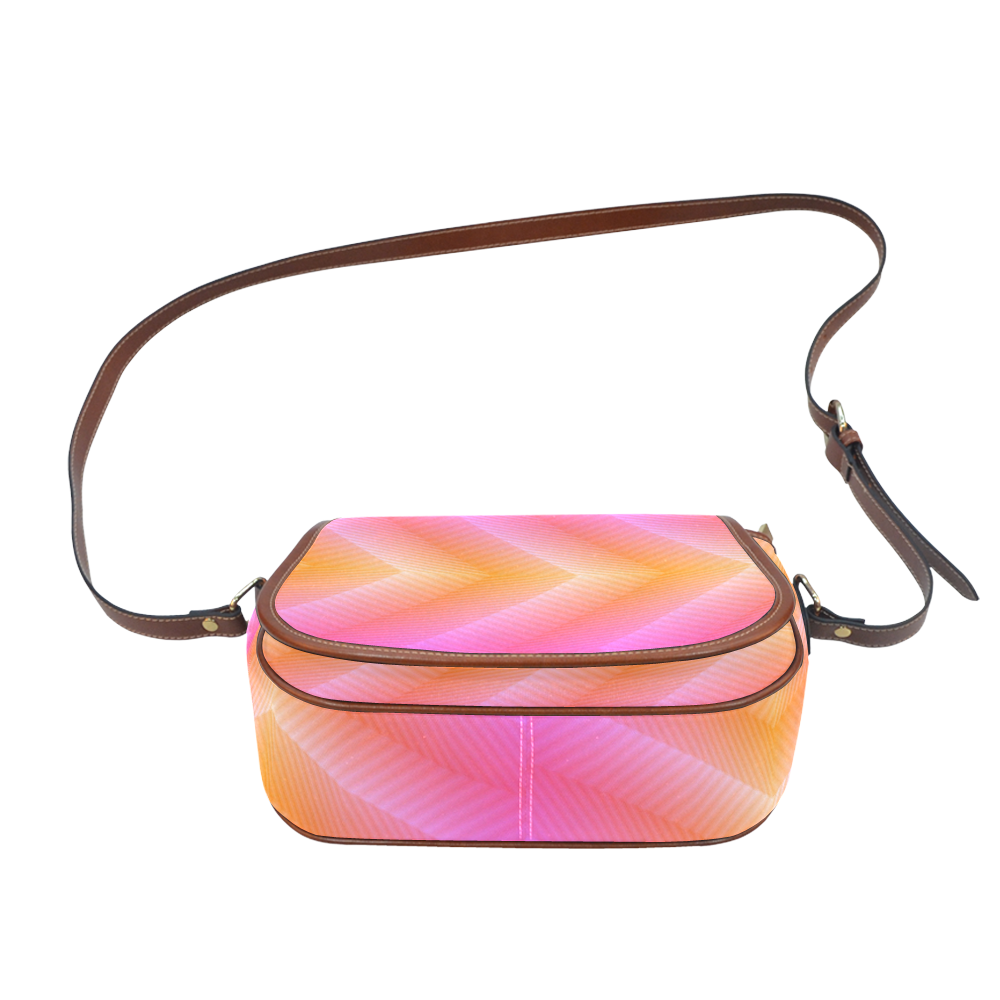 Fancy Pink Zigzag Design Saddle Bag/Small (Model 1649) Full Customization