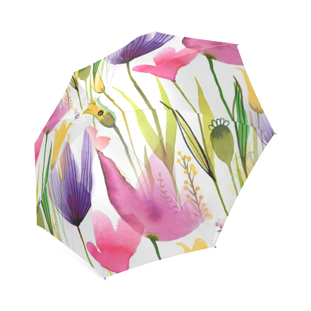 vibrant flower watercolor Foldable Umbrella (Model U01)