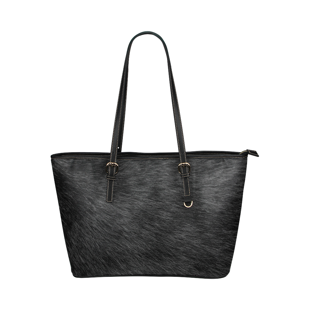 Black Fur Leather Tote Bag/Large (Model 1651)