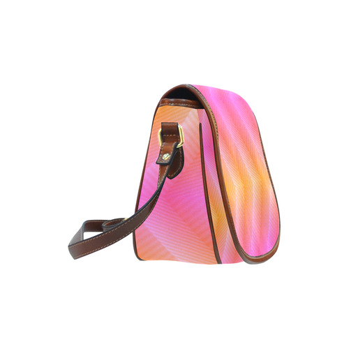 Fancy Pink Zigzag Design Saddle Bag/Large (Model 1649)