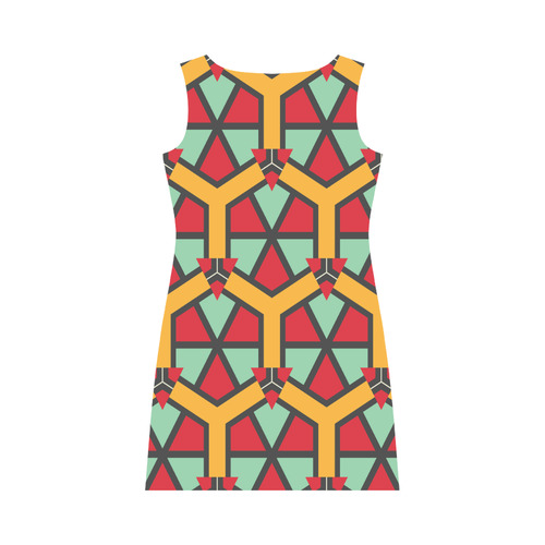 Honeycombs triangles and other shapes pattern Round Collar Dress (D22)