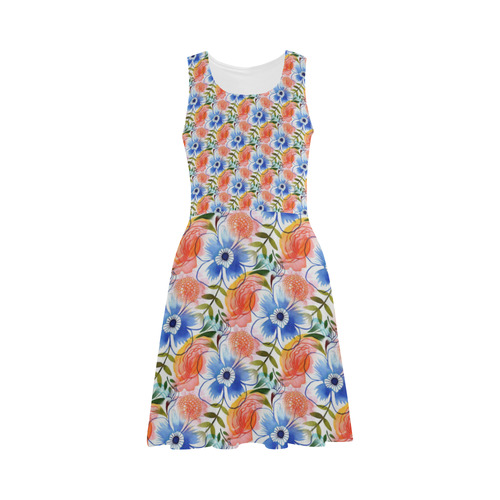 Floral hand painted watercolor Atalanta Sundress (Model D04)