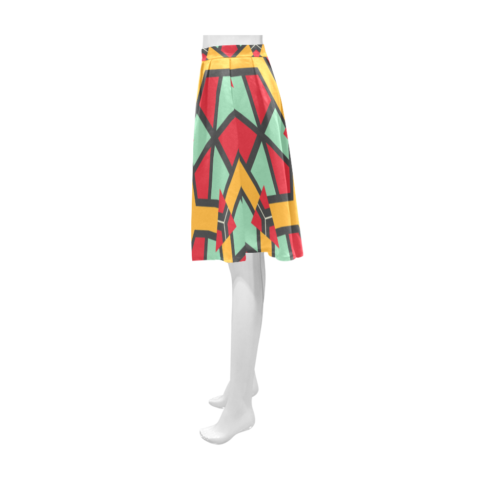 Honeycombs triangles and other shapes pattern Athena Women's Short Skirt (Model D15)