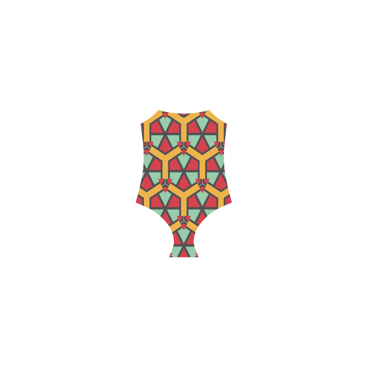 Honeycombs triangles and other shapes pattern Strap Swimsuit ( Model S05)