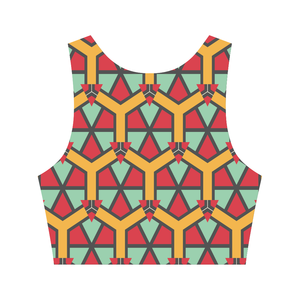 Honeycombs triangles and other shapes pattern Women's Crop Top (Model T42)