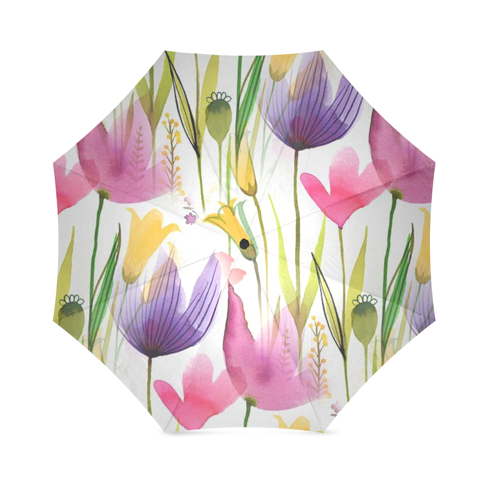 vibrant flower watercolor Foldable Umbrella (Model U01)